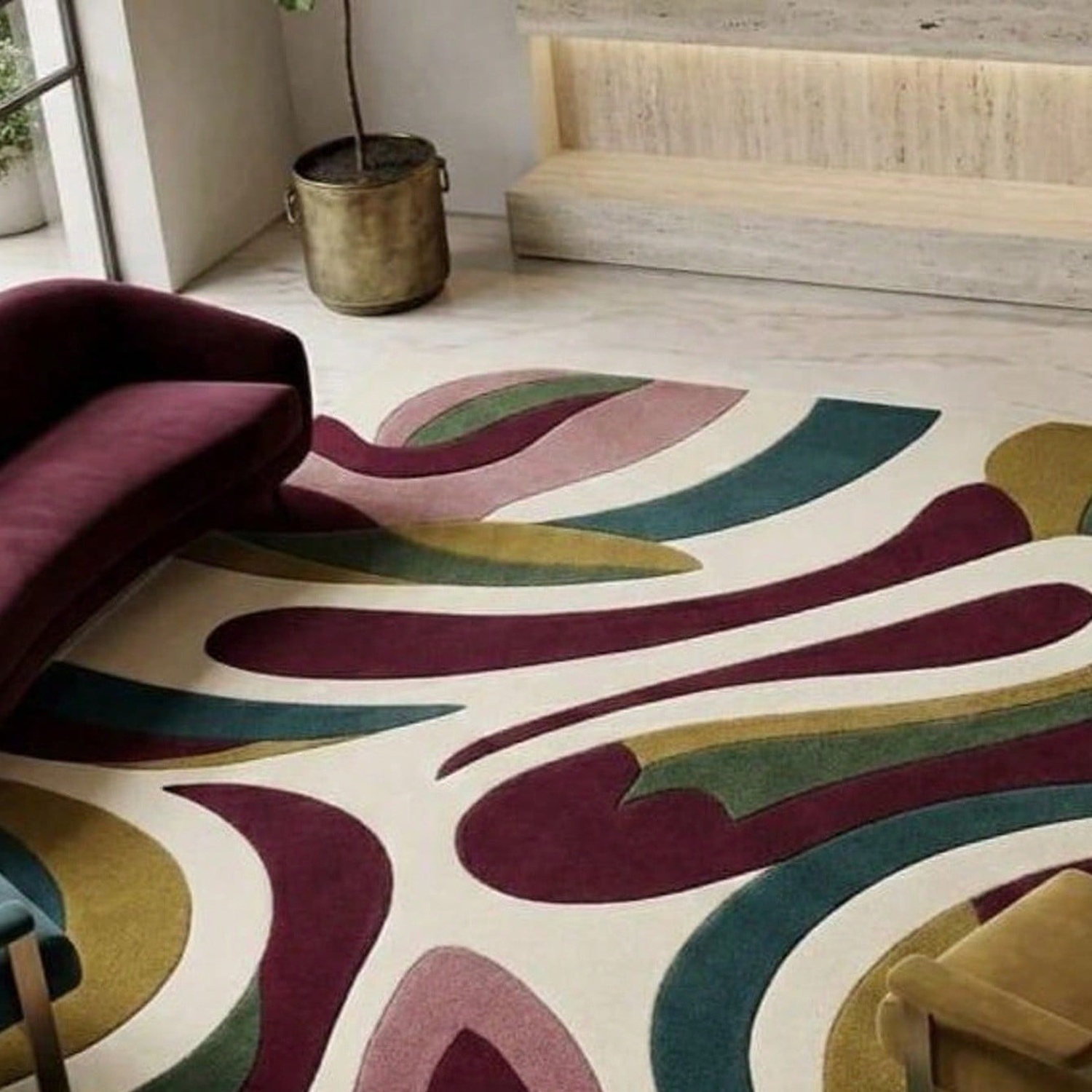 Century Textile & Sewing Supply Hours - Abstract Pattern Carpet, Mid-Century Modern Style