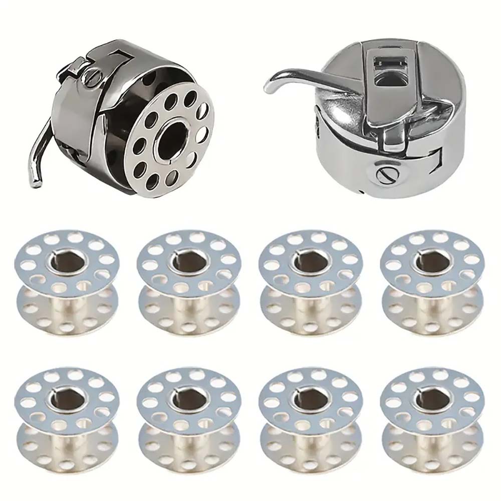 Textile Sewing Kit - Bobbin Case and Metal Bobbins for