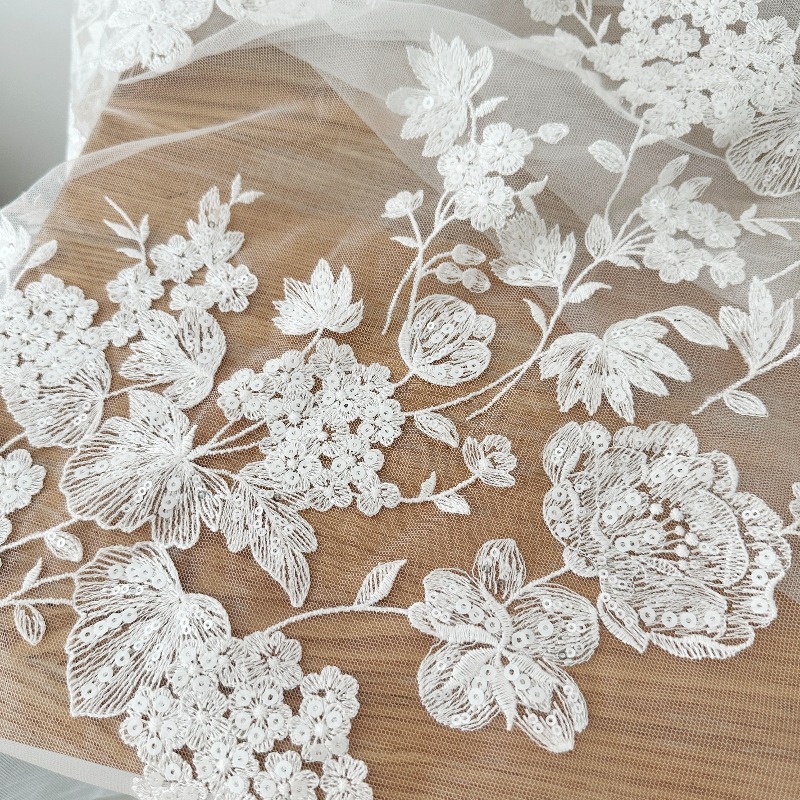 Sewing Net - Custom Ivory White Sequin Cotton Lace