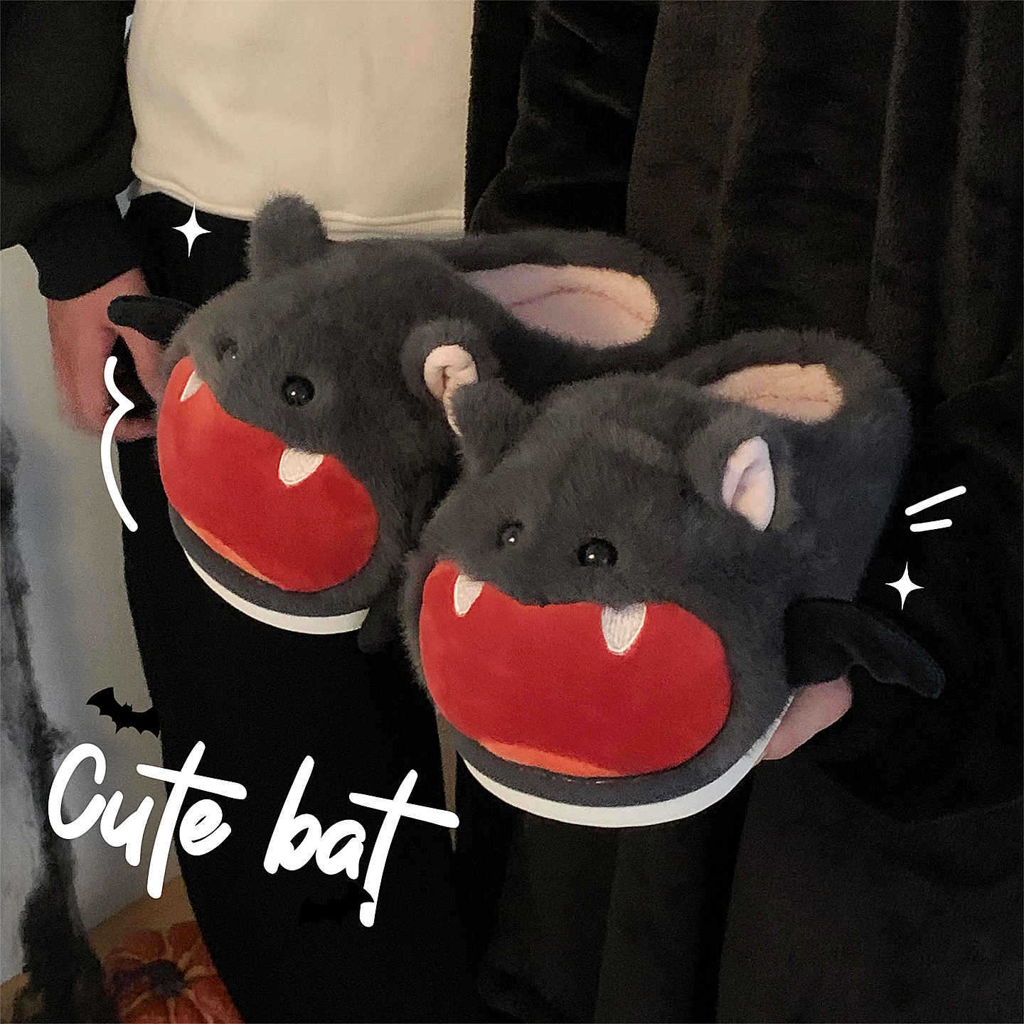 Halloween Bat Plush Slippers W - đánh giá và giá Sewing House