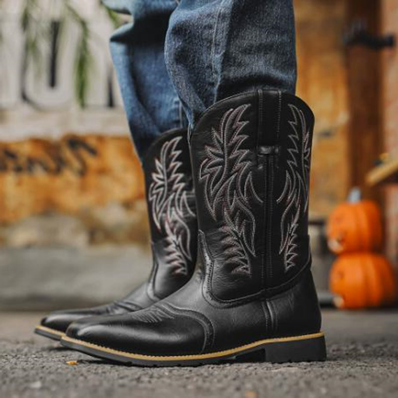 New Men High Boots Embroidery  - đánh giá và giá Sewing Embroidery Fabric