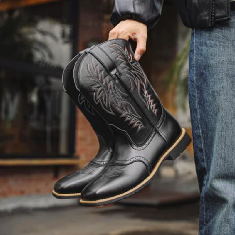 New Men High Boots Embroidery  - đánh giá và giá Sewing Embroidery Fabric