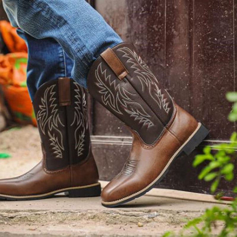New Men High Boots Embroidery  - đánh giá và giá Sewing Embroidery Fabric